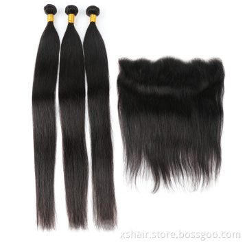 Wholesale cuticle aligned hair india with13*4 4x4 Lace Closure Straight Virgin 12a Brazilian Hair 3 Bundles with Closure
